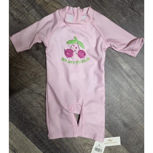 Angel Season Other - Angel Season Baby Girl Rash Guard Pink 3-6M Long Sleeve Swim Shirt Cherry New